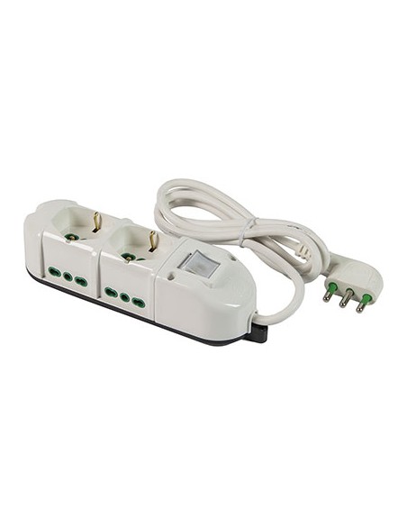 MULTIPRESA BIPASSO + SCHUKO + INT.LUM RETAIL FME BIANCO POSTI 6 2P+T 16A N°XMMQ 3X1,0 MT 1,5