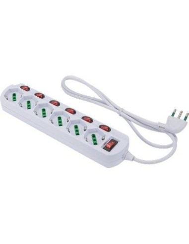 MULTIPRESA BIPASSO SCH +7 INT.LUM RETAIL FME BIANCO POSTI 6 2P+T 16A N°XMMQ 3X1,0 MT 1,2