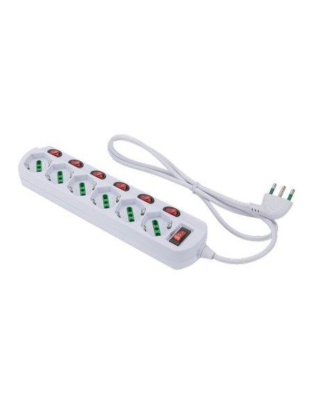 MULTIPRESA BIPASSO SCH +7 INT.LUM RETAIL FME BIANCO POSTI 6 2P+T 16A N°XMMQ 3X1,0 MT 1,2