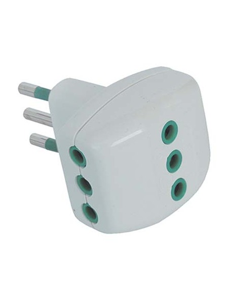 ADATTATORE TRIPLO 10A-10A GARANTI BIANCO 2P+T