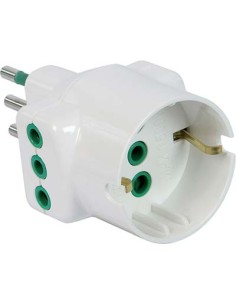 ADATTATORE TRIPLO 10A-10A+SCHUKO GARANTI BIANCO 2P+T