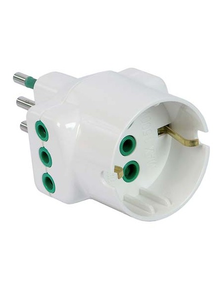 ADATTATORE TRIPLO 10A-10A+SCHUKO GARANTI BIANCO 2P+T