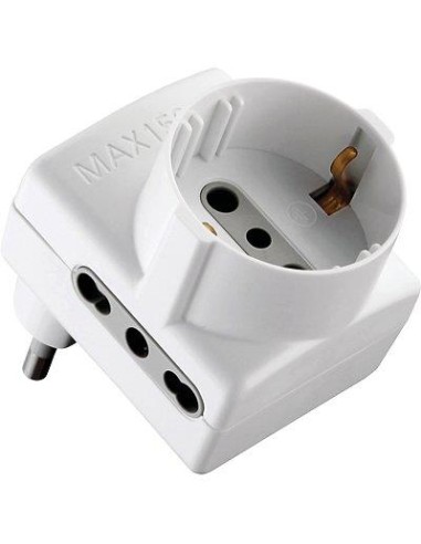 ADATTATORE TRIPLO 16A-16A+SCHUKO ELECTRALINE BIANCO 2P+T ASIMMETRICO