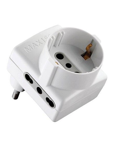 ADATTATORE TRIPLO 16A-16A+SCHUKO ELECTRALINE BIANCO 2P+T ASIMMETRICO