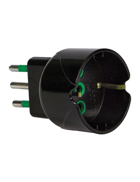 ADATTATORE SCHUKO GARANTI NERO 2P+T 10A