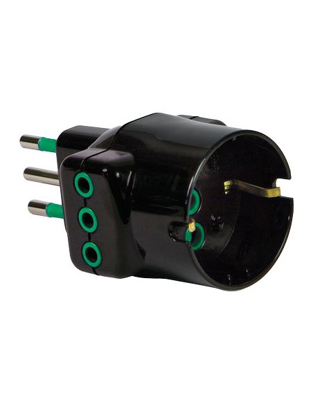 ADATTATORE TRIPLO 10A-10A+SCHUKO GARANTI NERO 2P+T