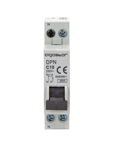 INTERRUTTORE MAGNETOTERMICO 1 POSTO AIGOSTAR 1 P+N VOLT 230 A 10 KA 4,5 BIPOLARE