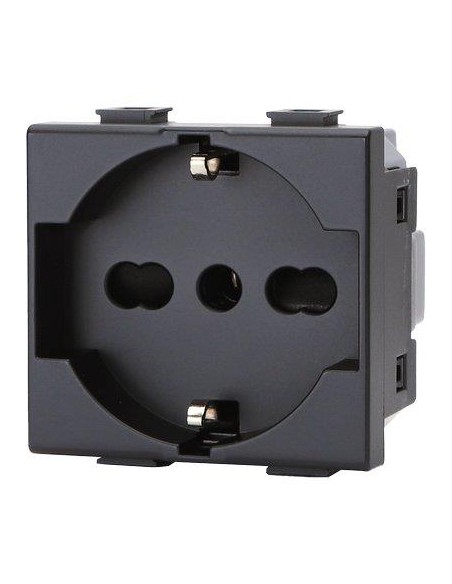 PRESA SCHUKO + SICUREZZA ABM NERO VOLT 250 A 10/16 2P+T