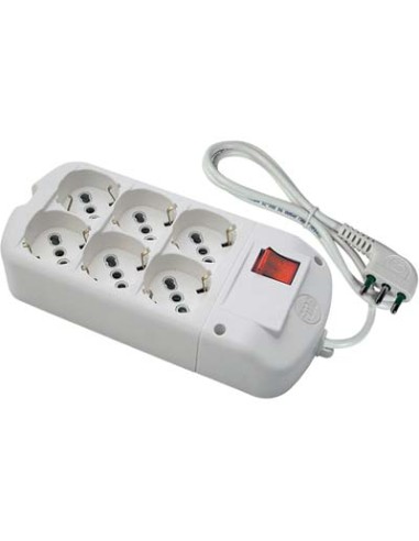 MULTIPRESA BIPASSO SCHUKO + INT.LUM FME BIANCO POSTI 6 2P+T 16A N°XMMQ 3X1,0 MT 1,5