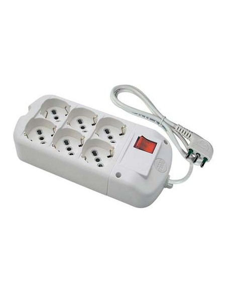 MULTIPRESA BIPASSO SCHUKO + INT.LUM FME BIANCO POSTI 6 2P+T 16A N°XMMQ 3X1,0 MT 1,5