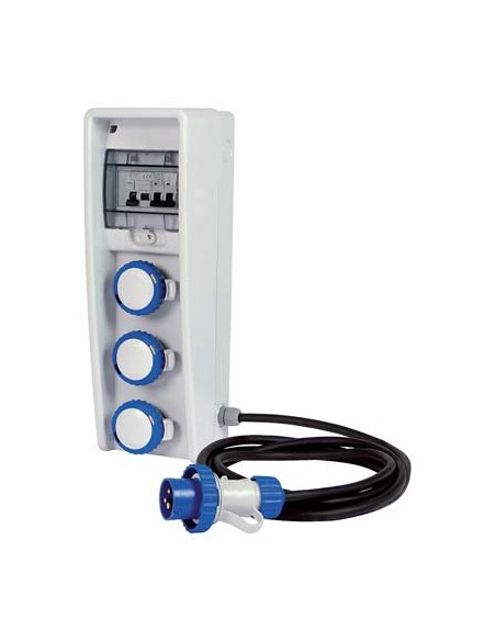 QUADRO DISTRIBUZIONE BLU ULISSE FME PRESE CEE BLU X3 MM 150X450 H.MM 137