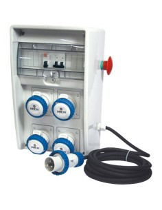 QUADRO DISTRIBUZIONE BLU ULISSE + PULSANTE FME PRESE CEE BLU X4 MM 204X403 H.MM 177