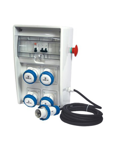 QUADRO DISTRIBUZIONE BLU ULISSE + PULSANTE FME PRESE CEE BLU X4 MM 204X403 H.MM 177