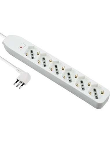 MULTIPRESA BIPASSO SCHUKO + TERMICO ELECTRALINE BIANCO POSTI 6 2P+T 10A N°XMMQ 3X0,75 MT 1,5