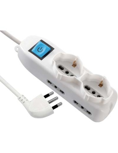 MULTIPRESA BIPASSO + SCHUKO + INT.LUM ELECTRALINE BIANCO POSTI 6 2P+T 16A N°XMMQ 3X1,5 MT 1,5