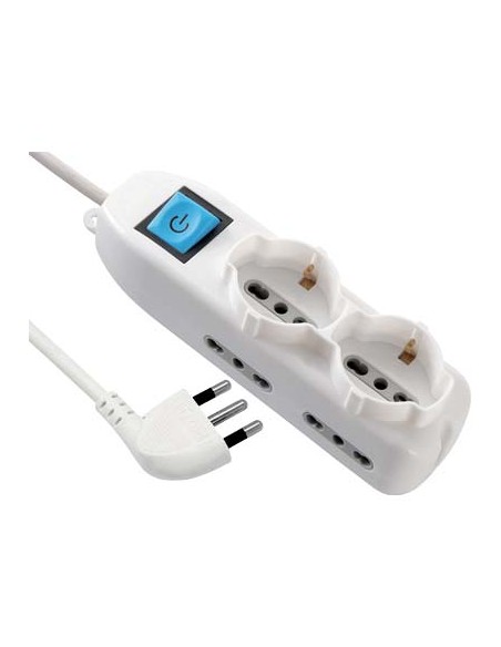 MULTIPRESA BIPASSO + SCHUKO + INT.LUM ELECTRALINE BIANCO POSTI 6 2P+T 16A N°XMMQ 3X1,5 MT 1,5