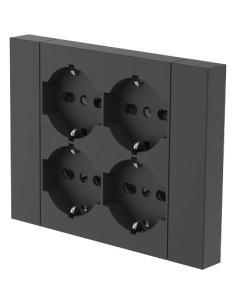 MULTIPRESA BIPASSO + SCHUKO INCASSO ELECTRALINE NERO POSTI 4 2P+T 16A