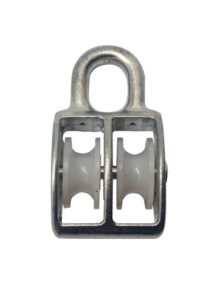 PULEGGIA NYLON DOPPIA SELF OCCHIOLO NICHELATO D.MM 60