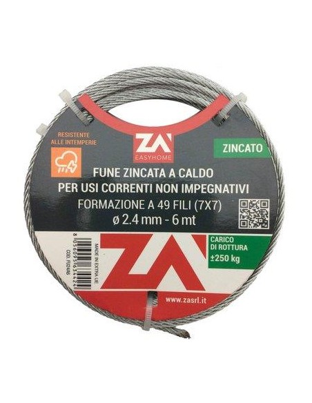 FUNE ARGANO ZINCATA D.MM  2,4 L.MT  6