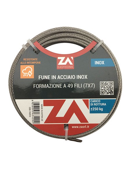 FUNE ACCIAIO INOX D.MM  6 L.MT  25