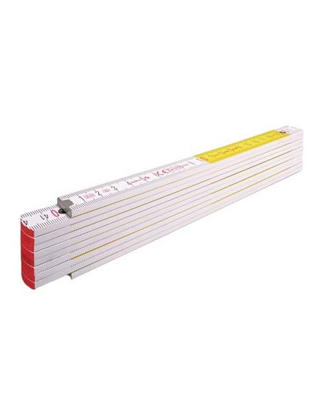 DOPPIOMETRO LEGNO 717 STABILA BIANCO/GIALLO DECIMETRI ROSSI MT 2