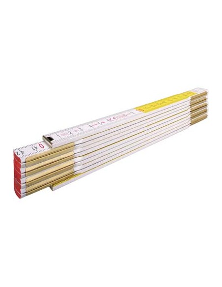 DOPPIOMETRO LEGNO 617 STABILA BIANCO/GIALLO DECIMETRI ROSSI MT 2