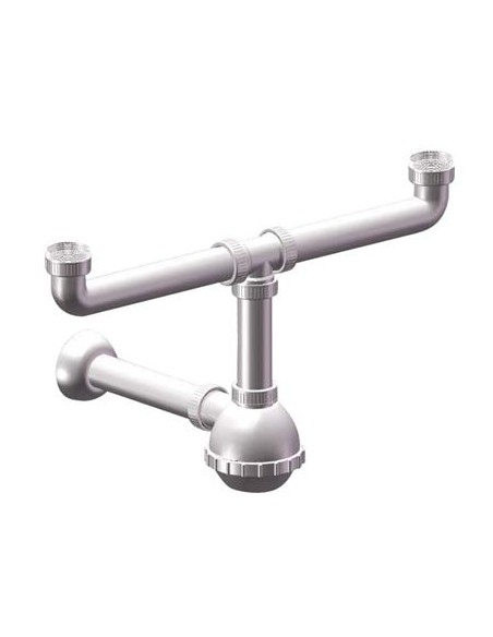SIFONE PP A BOTTIGLIA 2 VASCHE BIANCO MM 40/32 1"1/4