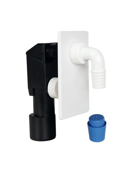 SIFONE PP LAVATRICE AD INCASSO PP + PIASTRA BIANCO MM 40-50