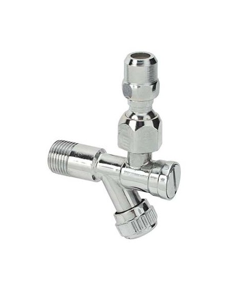 RUBINETTO A VITE SOTTOLAVABO OTTONE CROMATO 1/2X3/8 + SNODO + FILTRO + ROSETTA