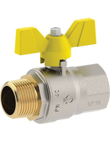 VALVOLA SFERA GAS + FARFALLA MF FUTURGAS FIV OTTONE NICHELATO 3/4MF