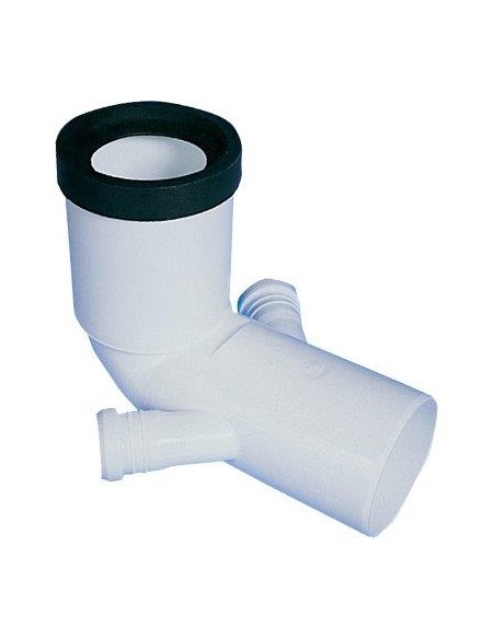 CURVA WC PROLUNGATA + 2 ATTACCHI SCARICO IDRICO PP BIANCO MM 90X40