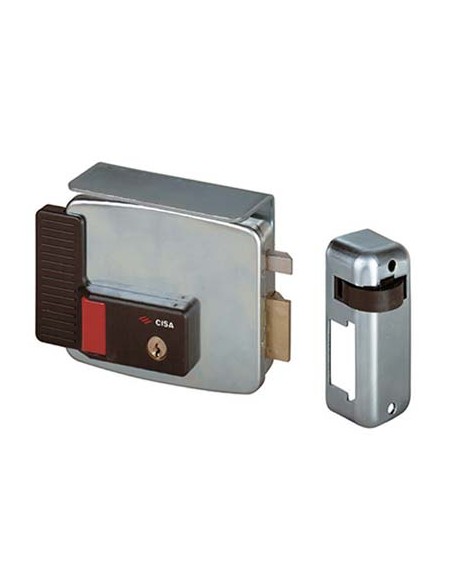 SERRATURA METALLO APPLICARE ELETTRICA 11731 CISA ZINCATA C.TONDO FISSO+SCR+PULS+TETT E.MM 50 SX