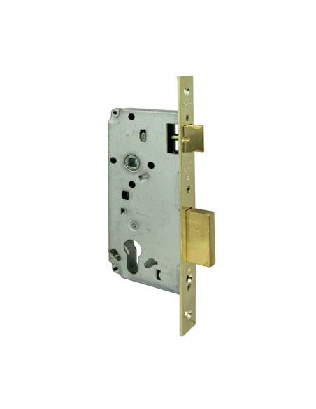 SERRATURA LEGNO INFILARE 5C611 LOGO B.QUADRO OTTONATO F.MM 22 F.SAGOM M2+SCR E.MM 40