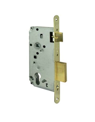 SERRATURA LEGNO INFILARE 5C631 LOGO B.TONDO OTTONATO F.MM 22  F.SAGOM M2+SCR E.MM 50