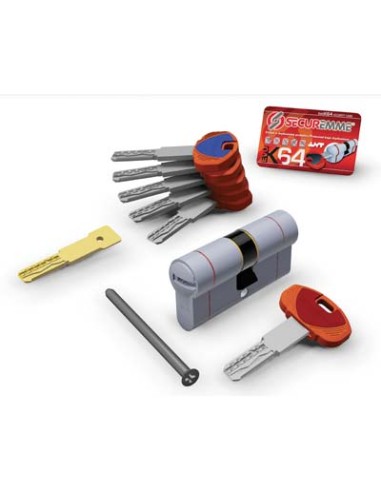 CILINDRO SAGOMATO EVO K64 36-C HAND SECUREMME OTT.NICH.SATIN CHIAVI 5 MM  62 31+31