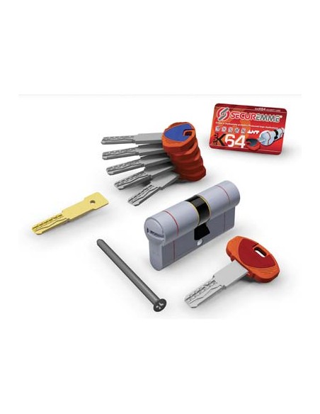 CILINDRO SAGOMATO EVO K64 36-C HAND SECUREMME OTT.NICH.SATIN CHIAVI 5 MM  82 36+46