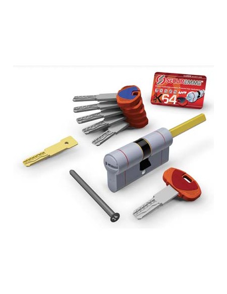 CILINDRO SAGOM EVO K64 36-Q HAND POMOLO SECUREMME OTT.NICH.SATIN CHIAVI 5 MM 60 31+31