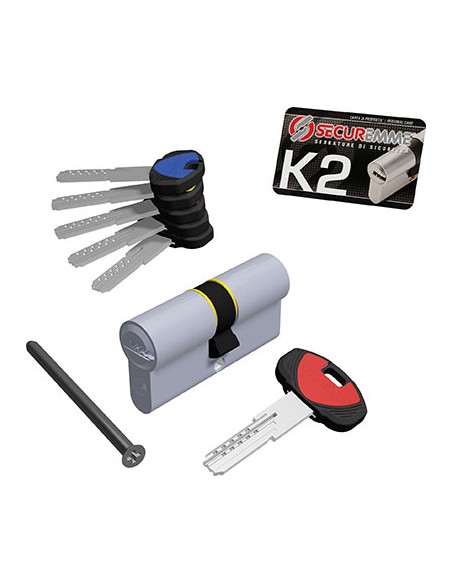 CILINDRO SAGOMATO K2 3200-C SECUREMME OTT.NICH.SATIN CHIAVI 5 MM  70 30+40
