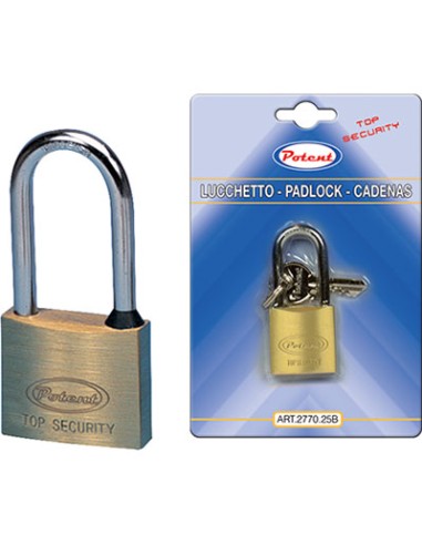 LUCCHETTO ARCO MEDIO 2700B POTENT OTTONE ARCO CROMATO CHIAVI 2 MM 40