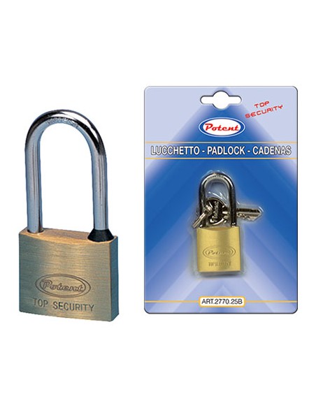LUCCHETTO ARCO MEDIO 2700B POTENT OTTONE ARCO CROMATO CHIAVI 2 MM 50
