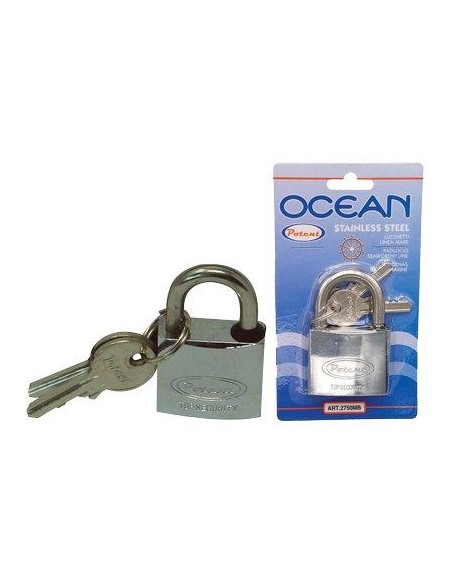 LUCCHETTO OCEAN 2700MB POTENT OTTONE ARCO ACCIAIO INOX CHIAVI 2 MM 50