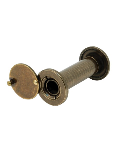 SPIONCINO GRANDANGOLO PORTE POTENT FINITURA OTTONE BRONZATO F.MM 14 L.MM 50/82