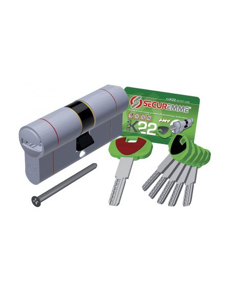 CILINDRO SAGOMATO EVO K22 TOP SECUREMME OTT.NICH.SATIN CHIAVI 5 MM  87 31+56