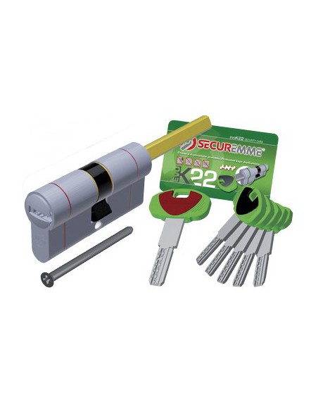 CILINDRO SAGOMATO EVO K22 TOP POMOLO SECUREMME OTT.NICH.SATIN CHIAVI 5 MM 62 31+31