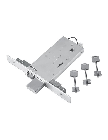 SERRATURA METALLO INFILARE ELETTRICA 69 FEB B.Q ZIN F.MM 25 DM M4 TRIPL+SCR H.MM 81 E.MM 90