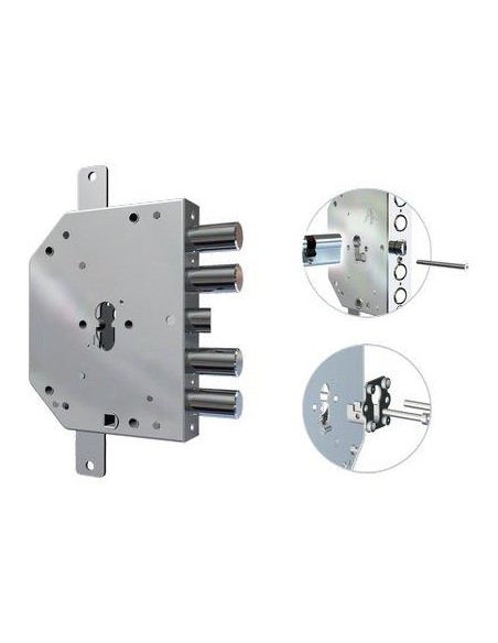 SERRATURA METALLO APPLICARE 2155 PEN/FL CR F.SAGOM M2 TRIPL+SCR IP.MM 28 E.MM 60 DX