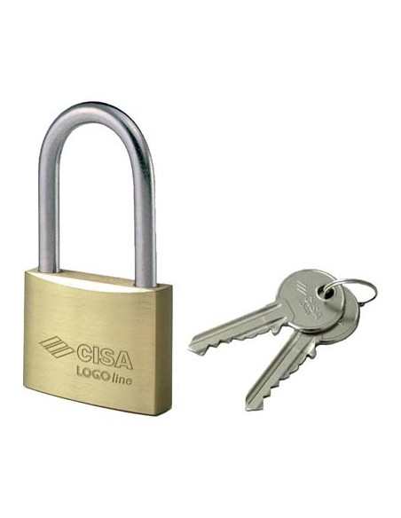 LUCCHETTO ARCO LUNGO 21011 LOGO OTTONE ARCO CROMATO CHIAVI 2 MM 40X40