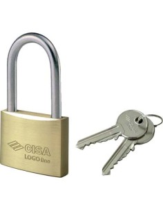 LUCCHETTO ARCO LUNGO 21011 LOGO OTTONE ARCO CROMATO CHIAVI 2 MM 50X80