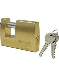 LUCCHETTO RETTAGOLARE 21610 LOGO OTTONE SATINATO CHIAVI 2 MM 50