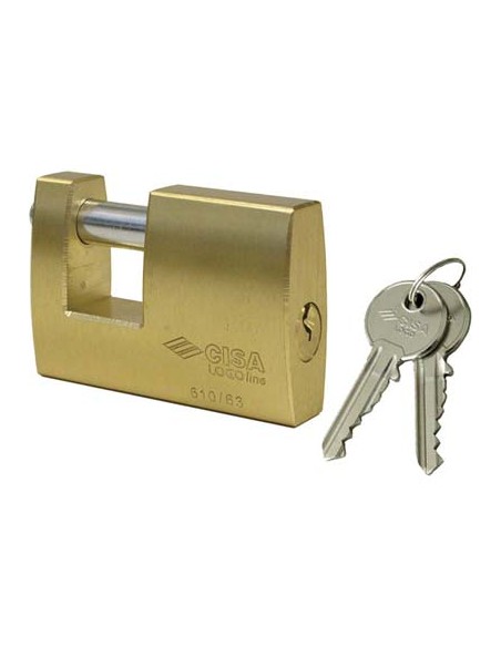 LUCCHETTO RETTAGOLARE 21610 LOGO OTTONE SATINATO CHIAVI 2 MM 90